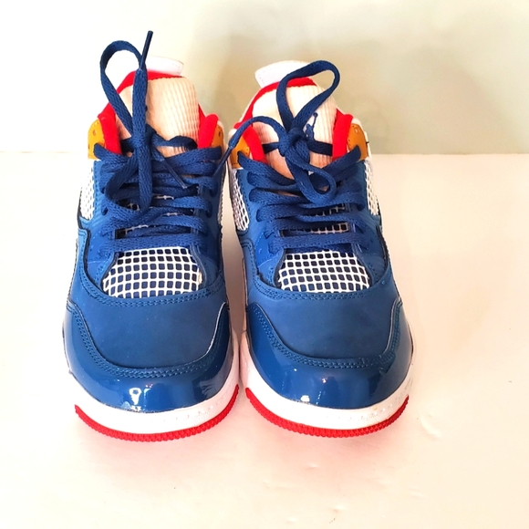 Nike Air Jordan 4 Retro Messy room French Blue Gym Red|Size:3Y - Picture 5 of 13